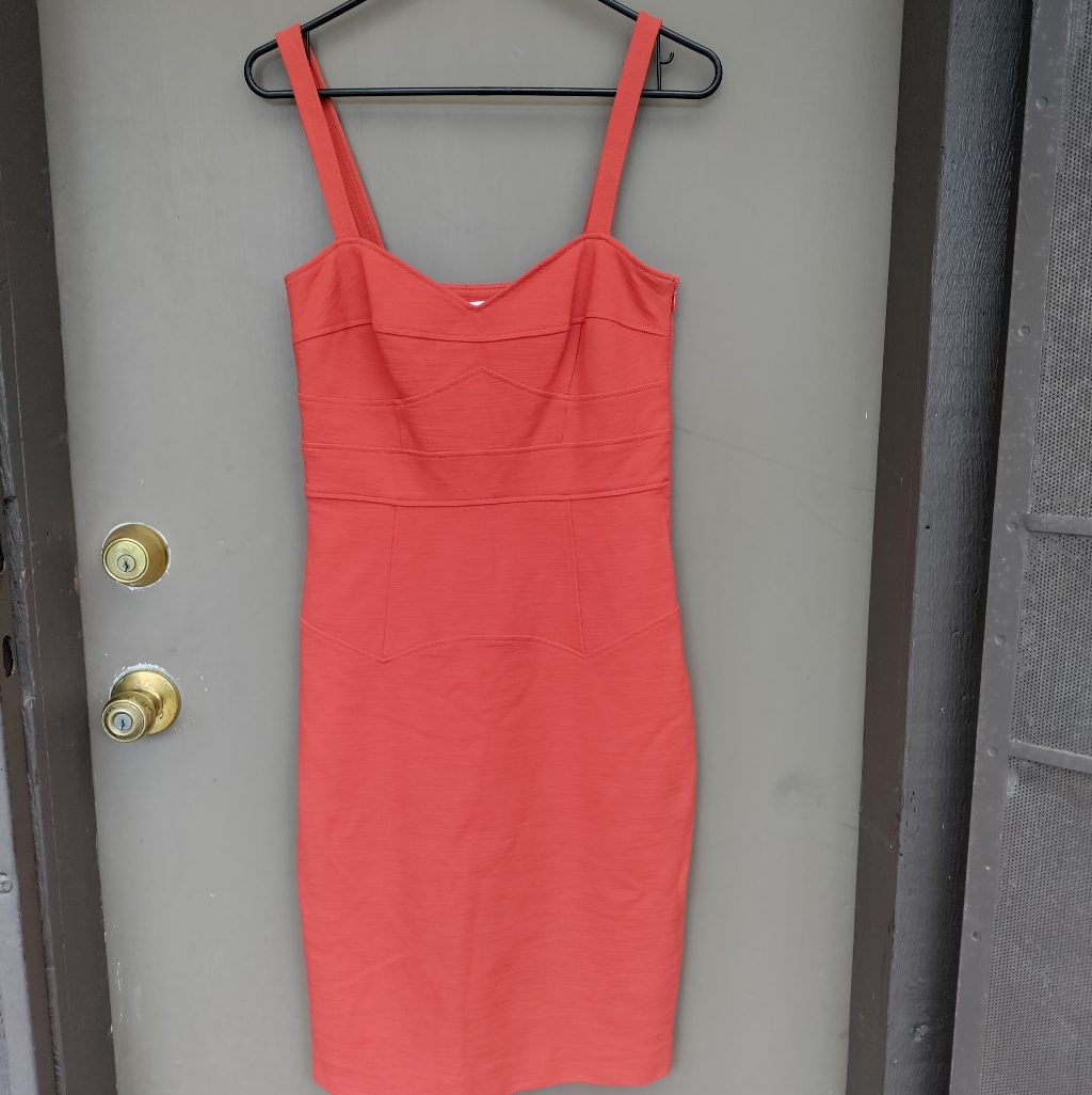 Diane Von Furstenberg Slippery Orange Bodycon Dress Size 6